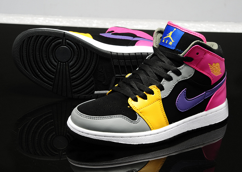 Air Jordan Women Shoes Black/Yellow/Gray/Deeppink/Blueviolet On